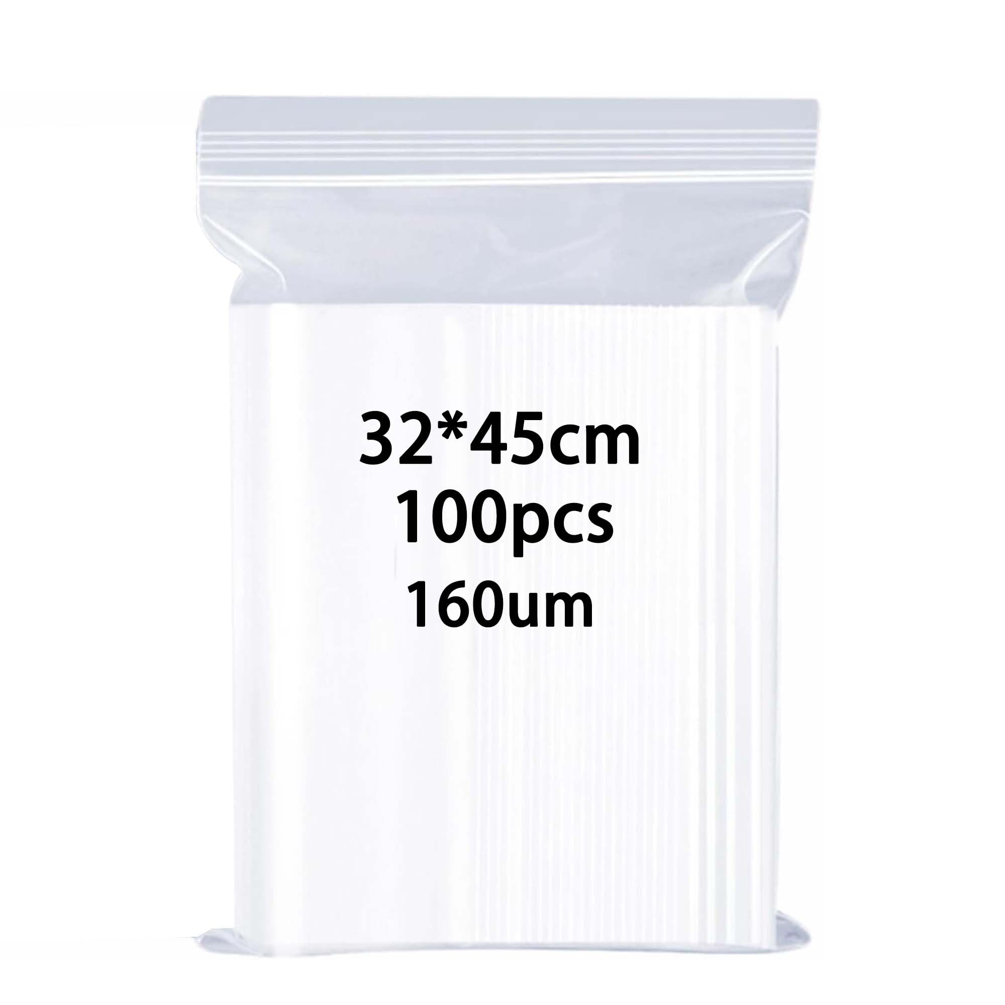 huruirui 32X45cm/100pcs Resealable Clear Plastic Bags Large Sealable Plastic Bags Sealed Storage Pouches Multiple Size Suitable for Apply to Clothing Travel Storage 160μm Thickening and Durable