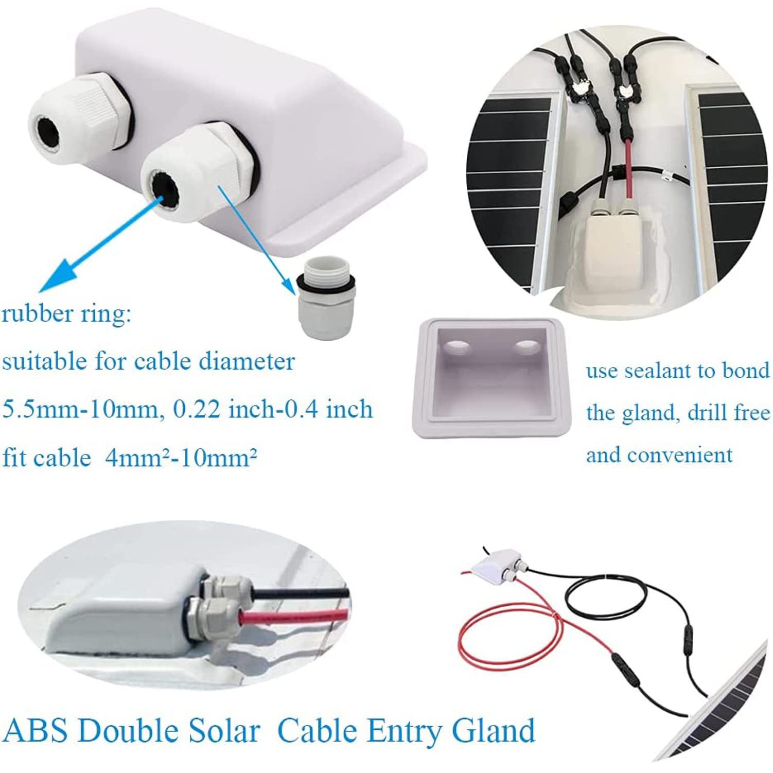 Kit Montaggio Pannelli Solari - 4 Supporti Angolari + Pressacavo, UV Resistente - Per Camper, Barche, Tetti Piani - Foto 5