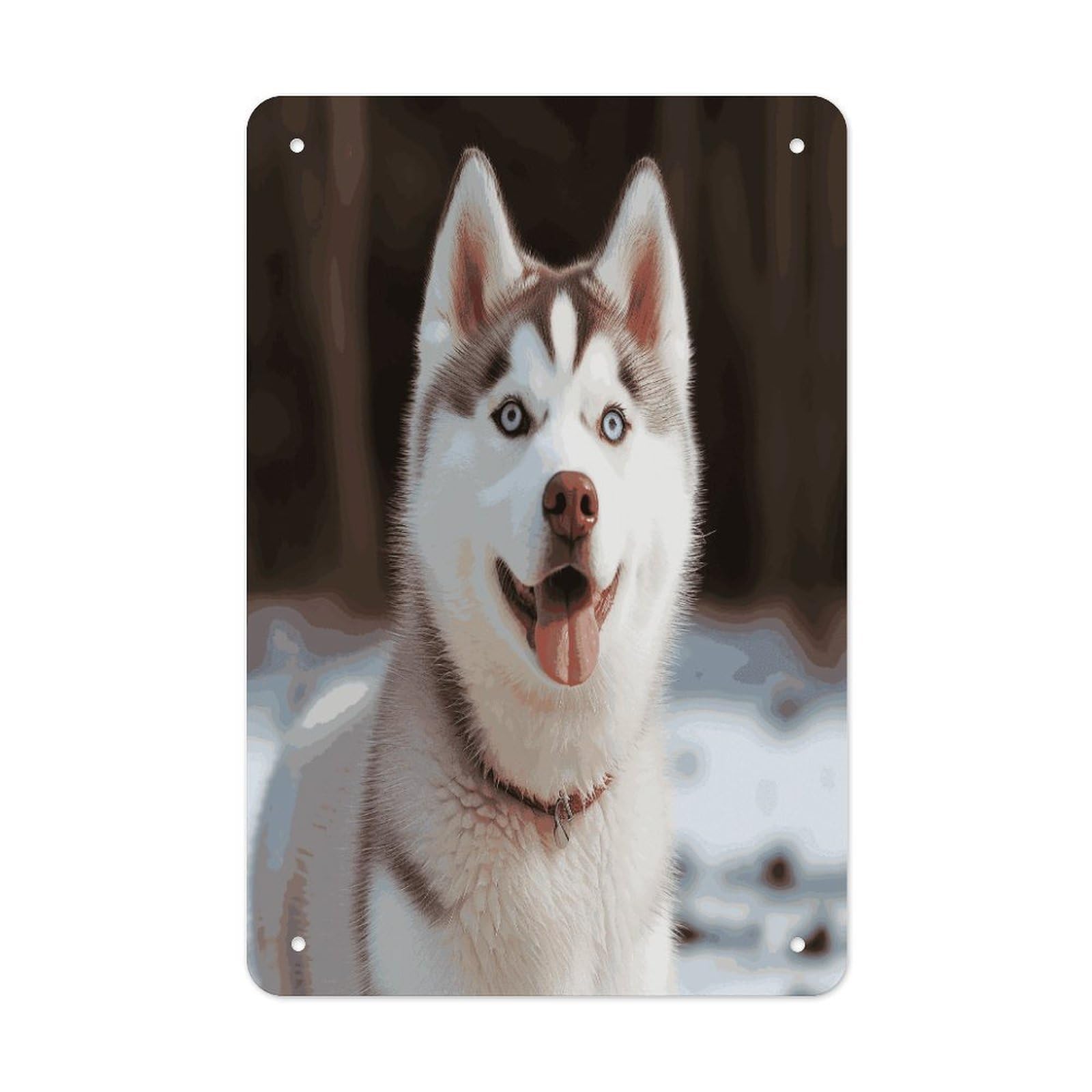 Btcowzrv Style Husky Piquant Dog Metal Tin Sign Wall Decor Hanging Plaque