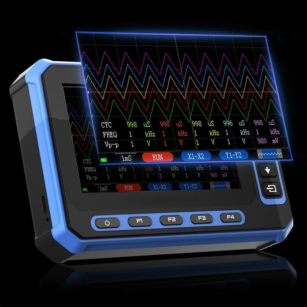 5-Kanal Digital-Oszilloskop mit 4,3-Zoll-Farbdisplay, 1MHz Bandbreite, 3Msps Abtastrate, USB-Anschluss, optionales WiFi für Fernsteuerung, tragbares Messgerät für Labor und Industrie,(OS-5C-WIFI)