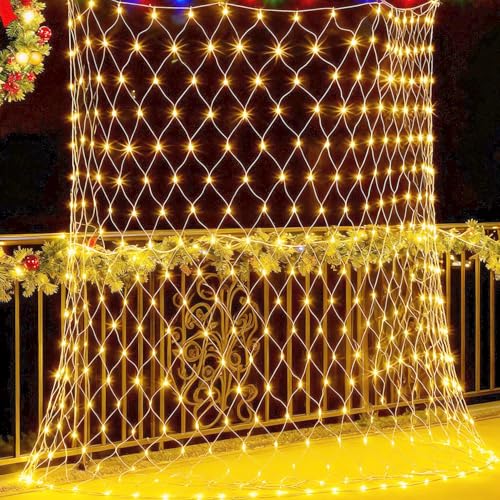 Joysing Lichternetz Außen 3x2m 208 LED Lichterkette Netz mit Stecker...