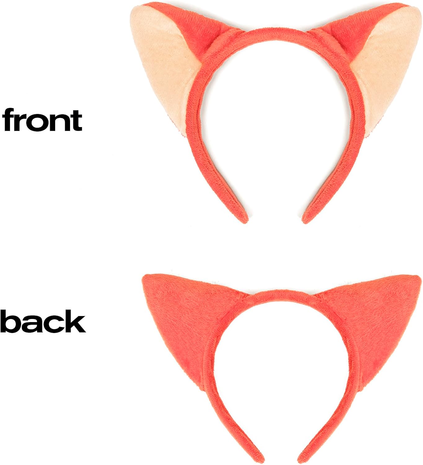 Fox Ears Headband and Navy Blue Striped Tie Costume Accessory Set, Orange and Pink Stripes