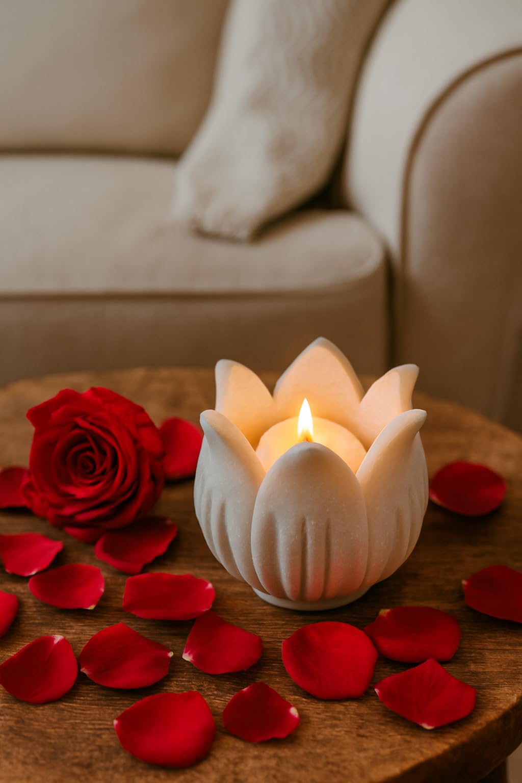 RM Marble 3-inch Candle Holder Bowl | Decorative Marble Flower Bowl | Festival & Center Table Decoration | Elegant Marble Candle Holder for Home Décor-image-4