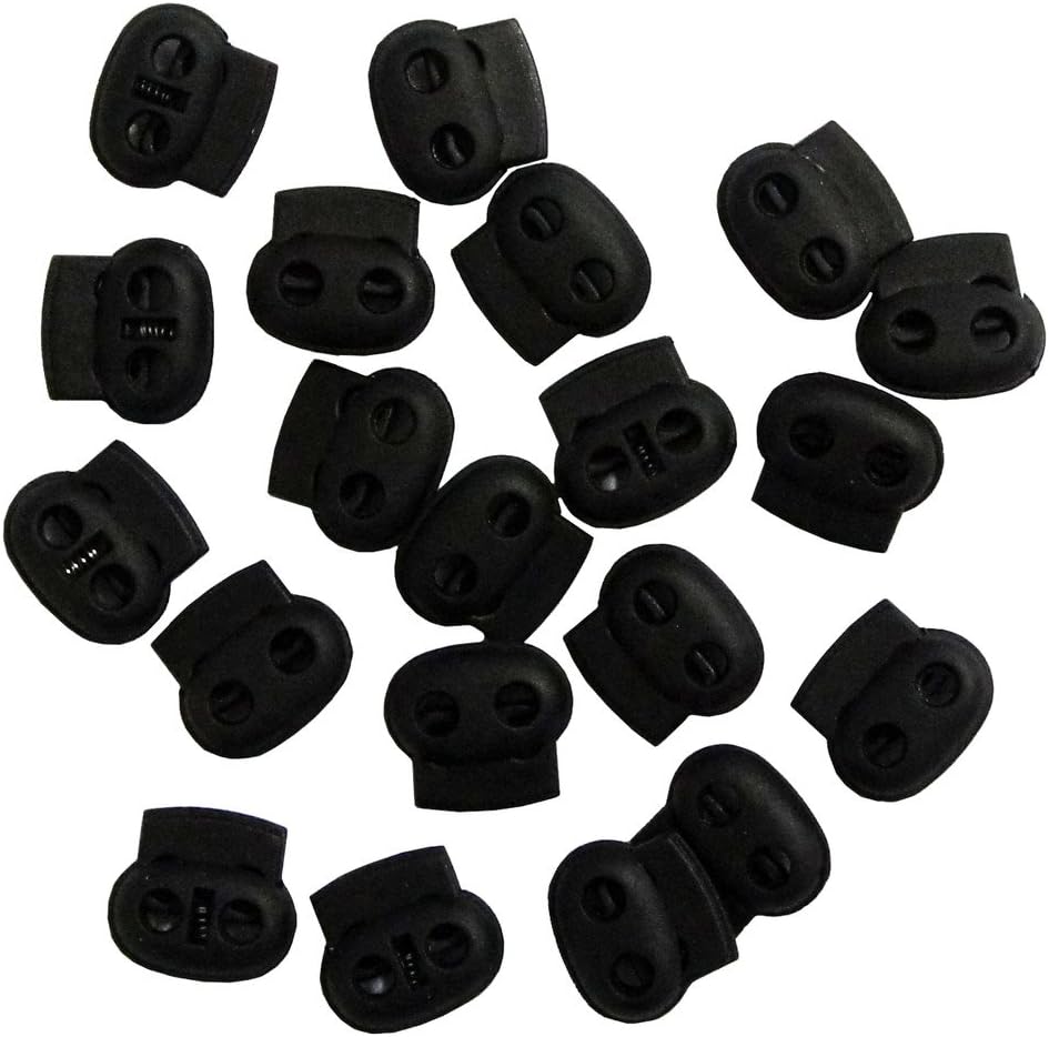 Bean Toggle 8012 White 17mm Plastic Spring Single Hole Stop String Cord Locks - Assorted Sizes and Colours - Pack of 20