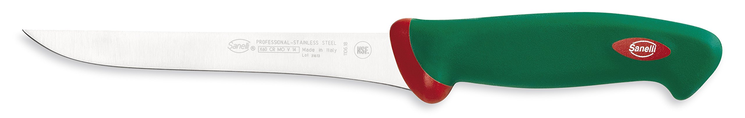 Sanelli Premana Professional Coltello professionale Disosso, Acciaio Inossidabile, Verde/​Rosso, 31 x 3 x 4 cm