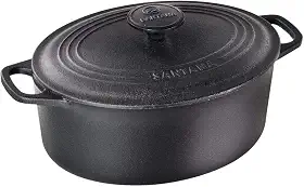 Caçarola Ferro Fundido Oval Alça E Tampa De Ferro 2,5l