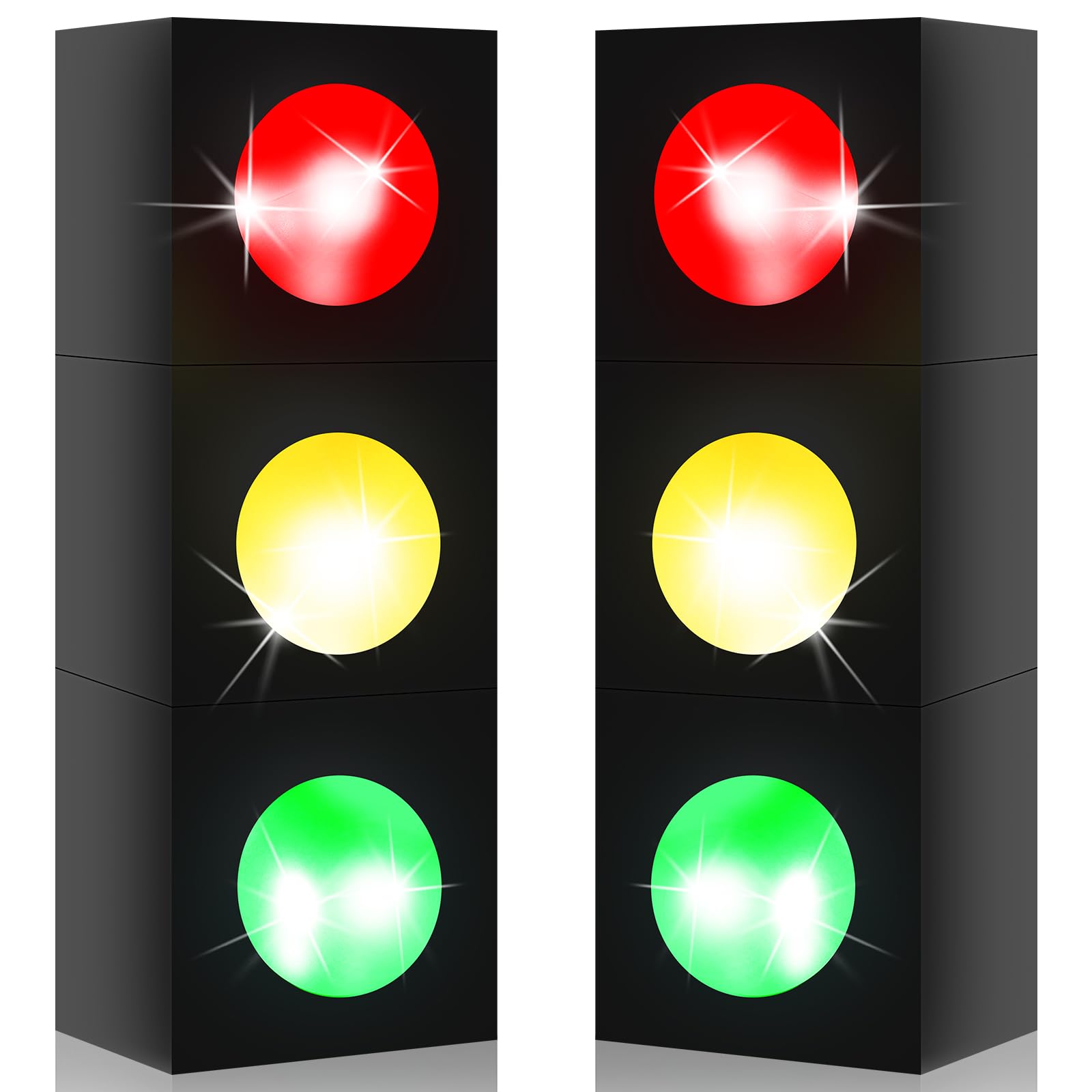 Motipuns 6 Pcs Traffic Light Boxes with LED Light 9.84'' Transportation Boxes for Centerpieces Table Topper Race Car Birthday Party Decorations