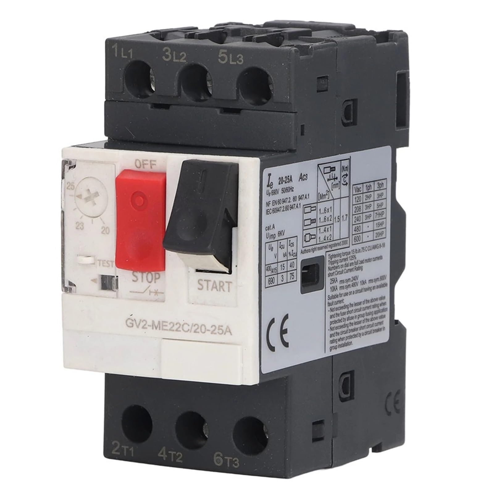 Evite motores quemados usando el disyuntor de motor 3P con ajuste de 20-25 A 6