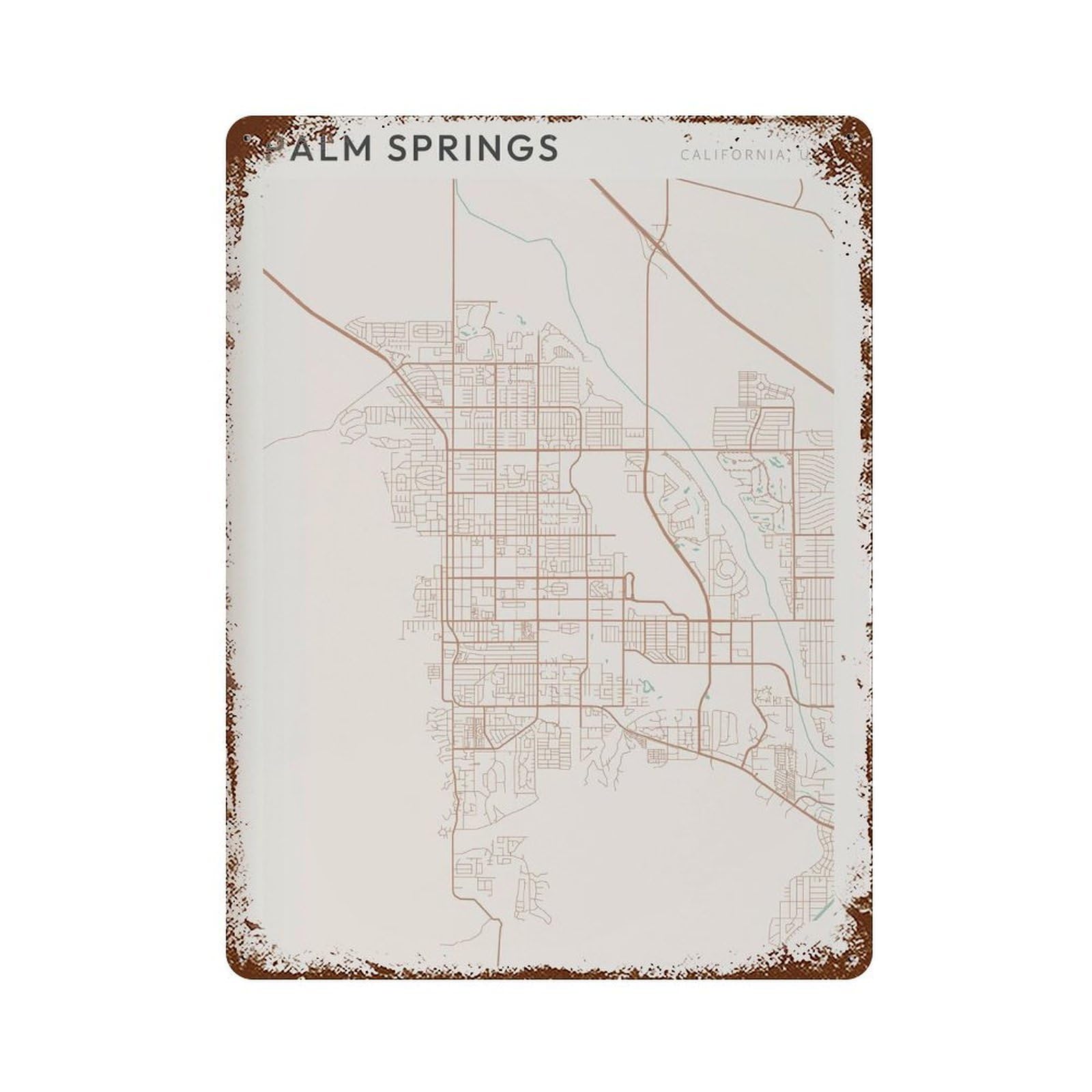 xiaoxiaoshen Palm Springs Map California Travel Gift Farmhouse Decor Wall Decor Art Metal Tin Poster Modern Home Decor Art Home Bar Shop Decorations Vintage Sign 40x30cm