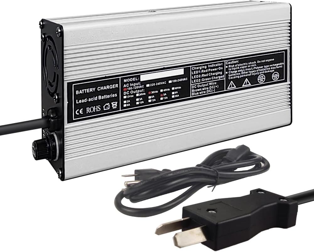 Abakoo New 36V 5A Golf Cart Battery Charger with CrowsFoot Plug