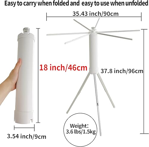 Miniatura 14 de JOOM Estante de secado de ropa con trípode, estante portátil y plegable para ahorrar espacio, estante de secado de ropa, ropa plegable, balcón