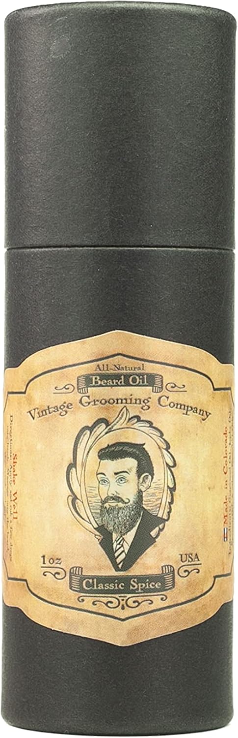 Classic Spice Beard Oil for Men – Lightweight Beard Conditioner & Softener for Dry, Itchy, Coarse Beards – Reduces Beard Flakes – Non-Greasy Oil with Grapeseed, Jojoba, Lemongrass & Cinnamon 1oz