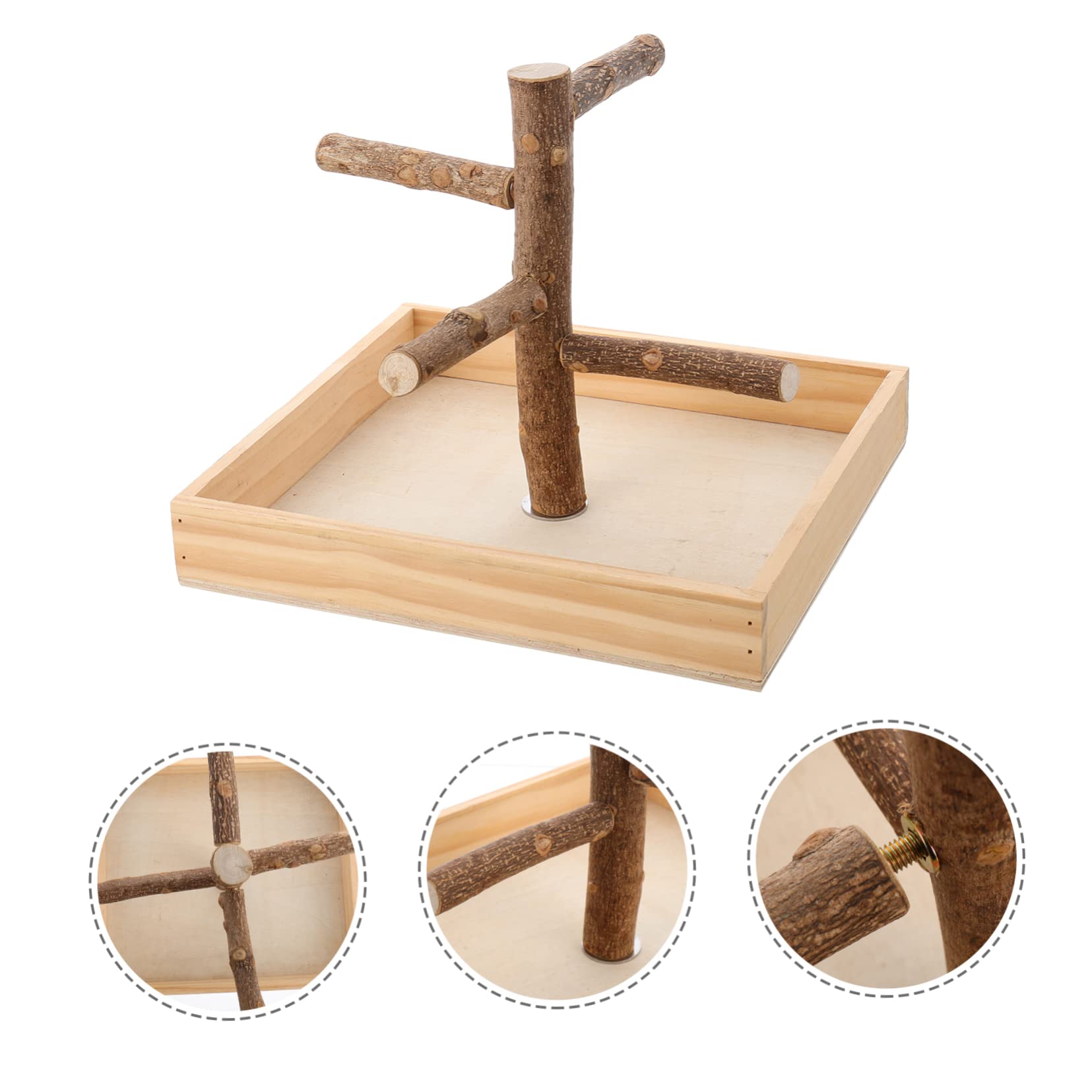 Yardwe De Juego para Pájaros De Madera Portátil, Soporte para Perchas De Loros, Pequeño, Gimnasio para Entrenamiento De Periquitos y Cacatúas