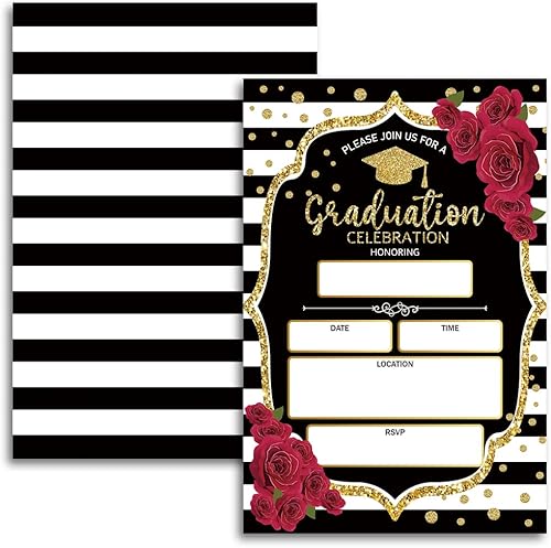 Miniatura 6 de FujLoy 20 tarjetas con sobres, invitaciones para fiestas de graduación 2025, 2025 universidad, escuela secundaria, celebración de graduación