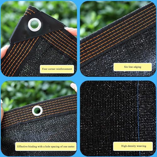 Malla sombra negra exterior de 8x8m con protección solar UV 4