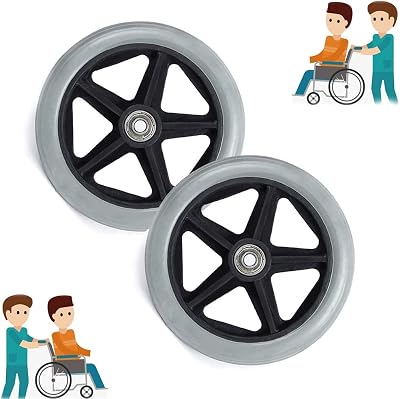 KADEUX 2 Pack 6in Wheelchair Replacement Wheels, Solid Wheelchair Front Wheels Replacement Wheelchair Caster Wheel, Grey Walker Wheel (Size : 6in)