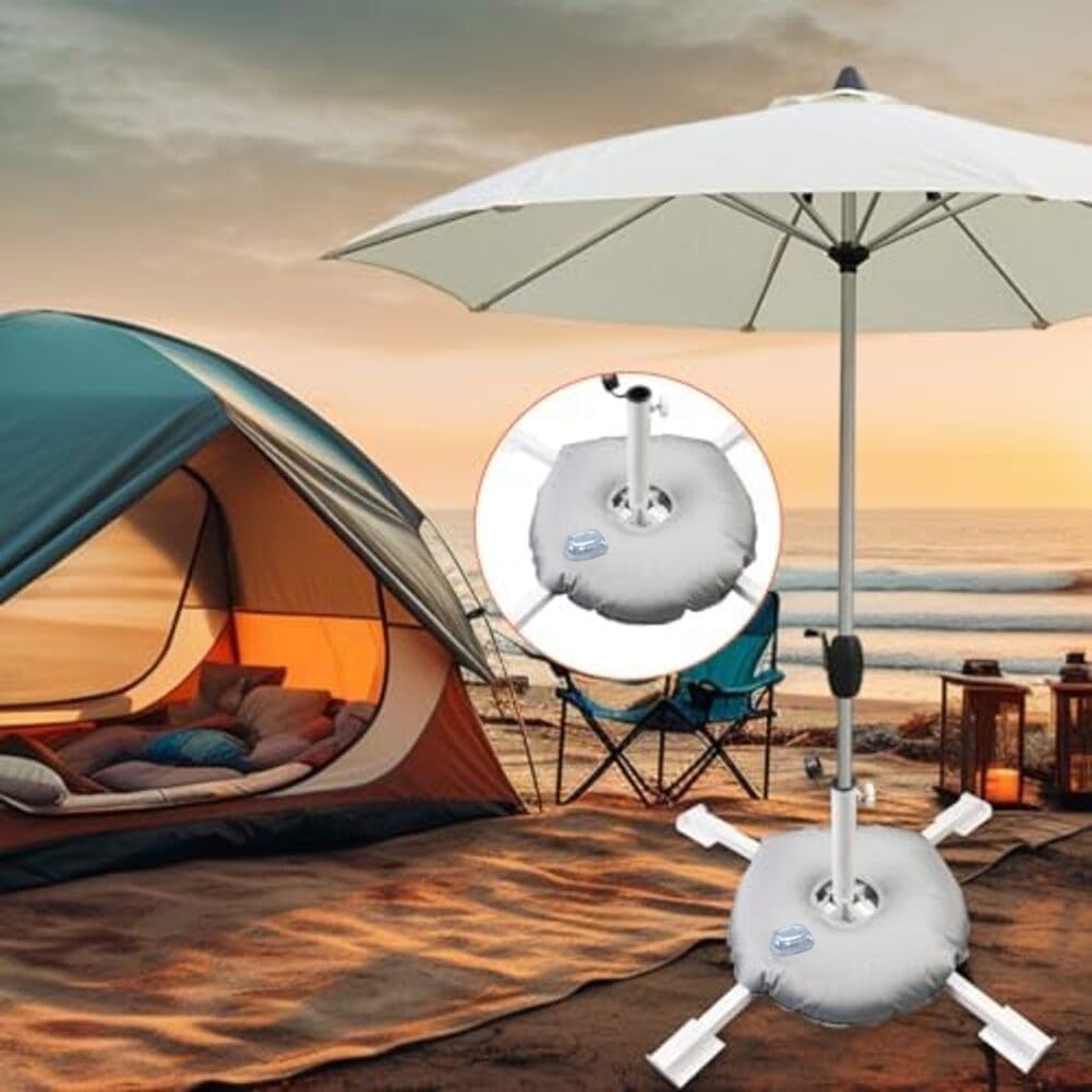 Rostbeständiger Schirmständer mit Kreuzrahmen für den Außenbereich mit beschwertem Wassersack für Terrasse und Garten, passend für Standard-Schirmstangen, robuster stabiler Stand für windiges Wetter
