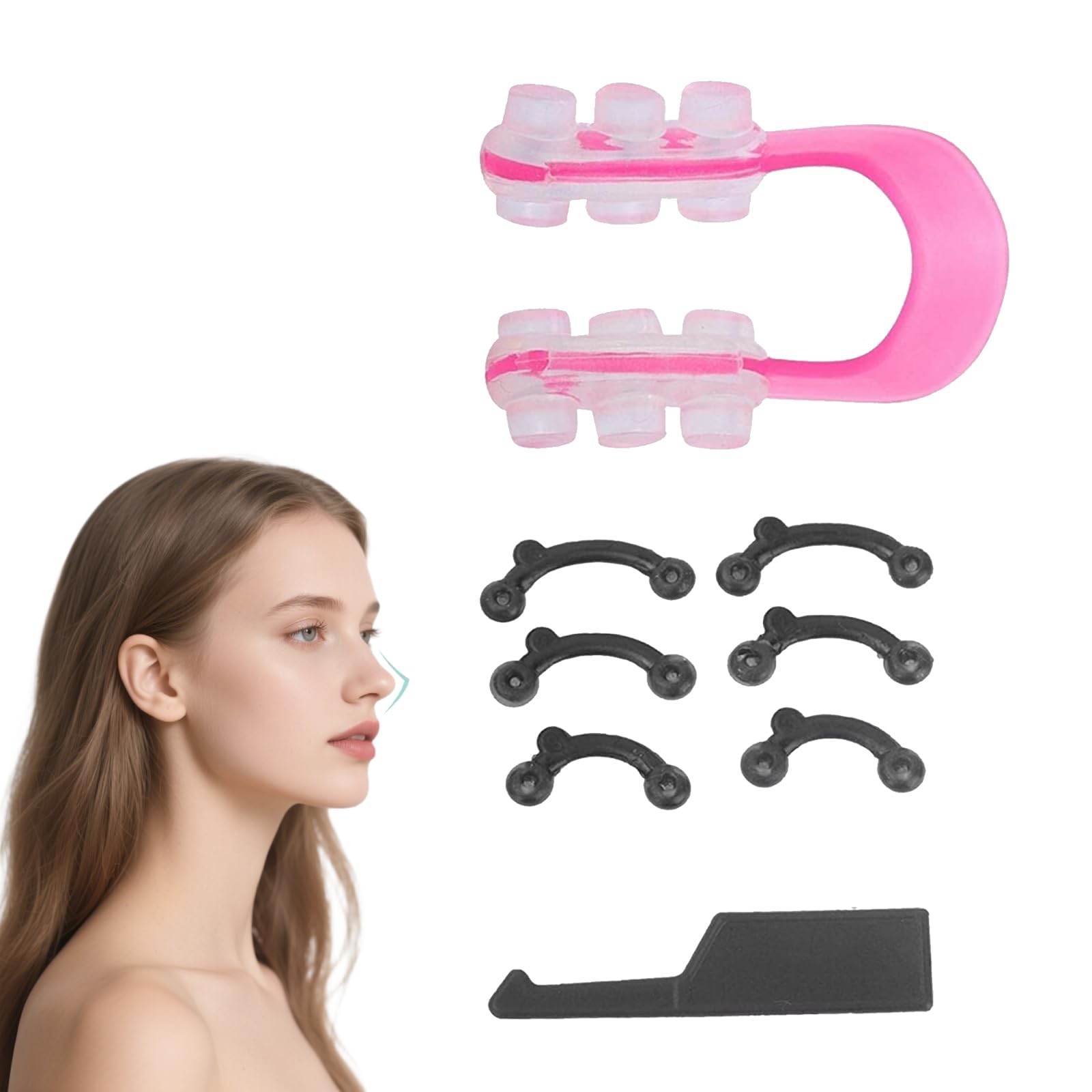 1 ensemble de pinces à nez en silicone, pince-nez pour pont nasal, pince magique pour rehausser le nez sans douleur, masseur de nez