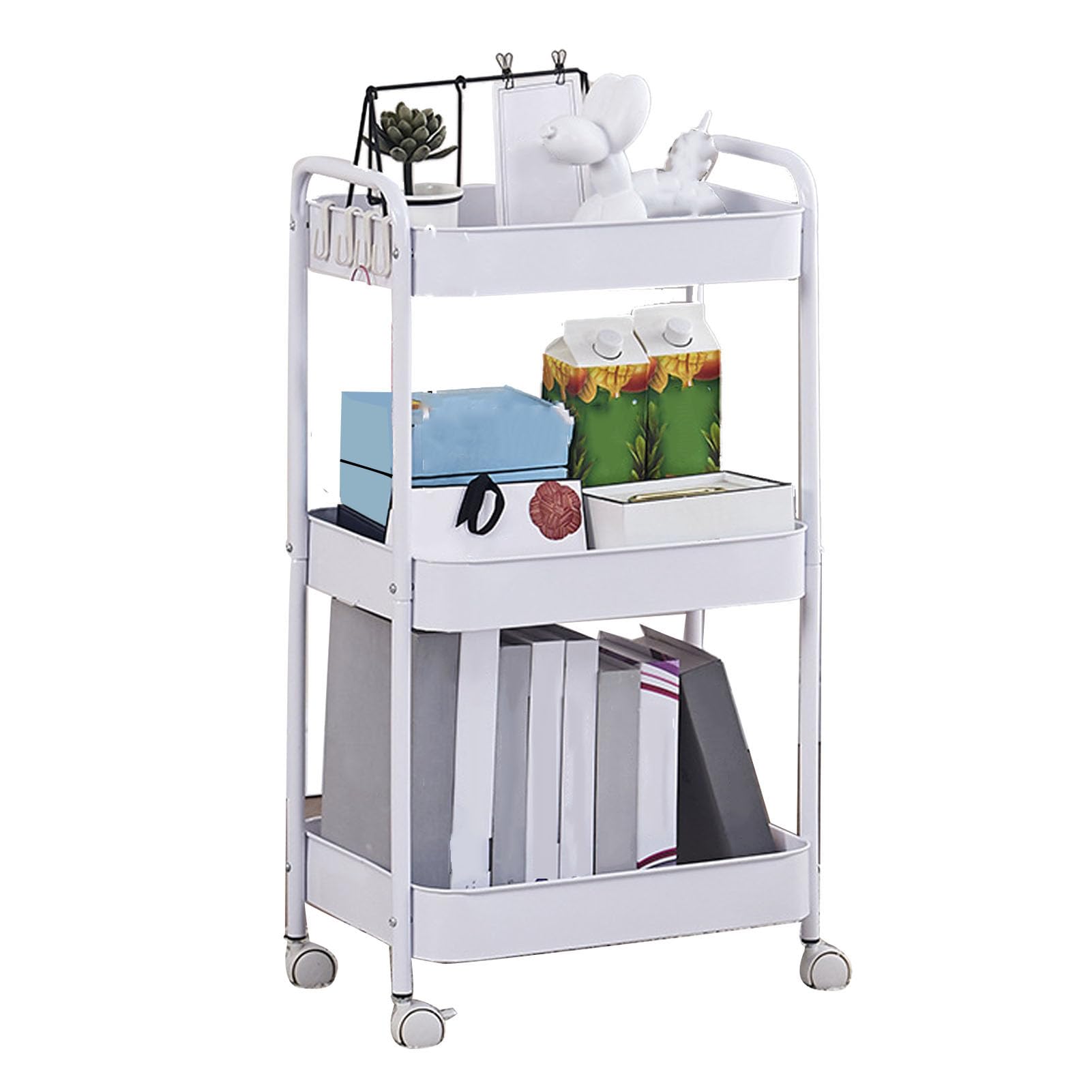 Carrito Auxiliar con Ruedas, Carro Organizador de 3 Niveles for