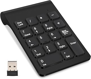 لوحة مفاتيح لاسلكية 2.4G، كيبورد بلوتوث بـ18 مفتاح قابلة للحمل، كيبورد ديجيتال لاسلكية، متوافقة مع iOS وويندوز وأندرويد وأجهزة اللاب توب والكمبيوتر، رفيعة للغاية مع مستقبل بمنفذ USB