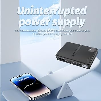 Mini UPS Battery Backup, Gigabit POE, Portable Power Supply, 18W Output for Router, Device, Security Camera, Fingerprint Attendance Machine,Access Control System, with (US Plug)