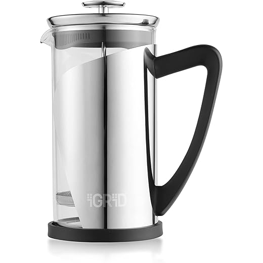 iGRiD French Press Coffee and Tea Maker 1000ml with 4 Level Superior Filtration, Stainless Steel Coffee maker