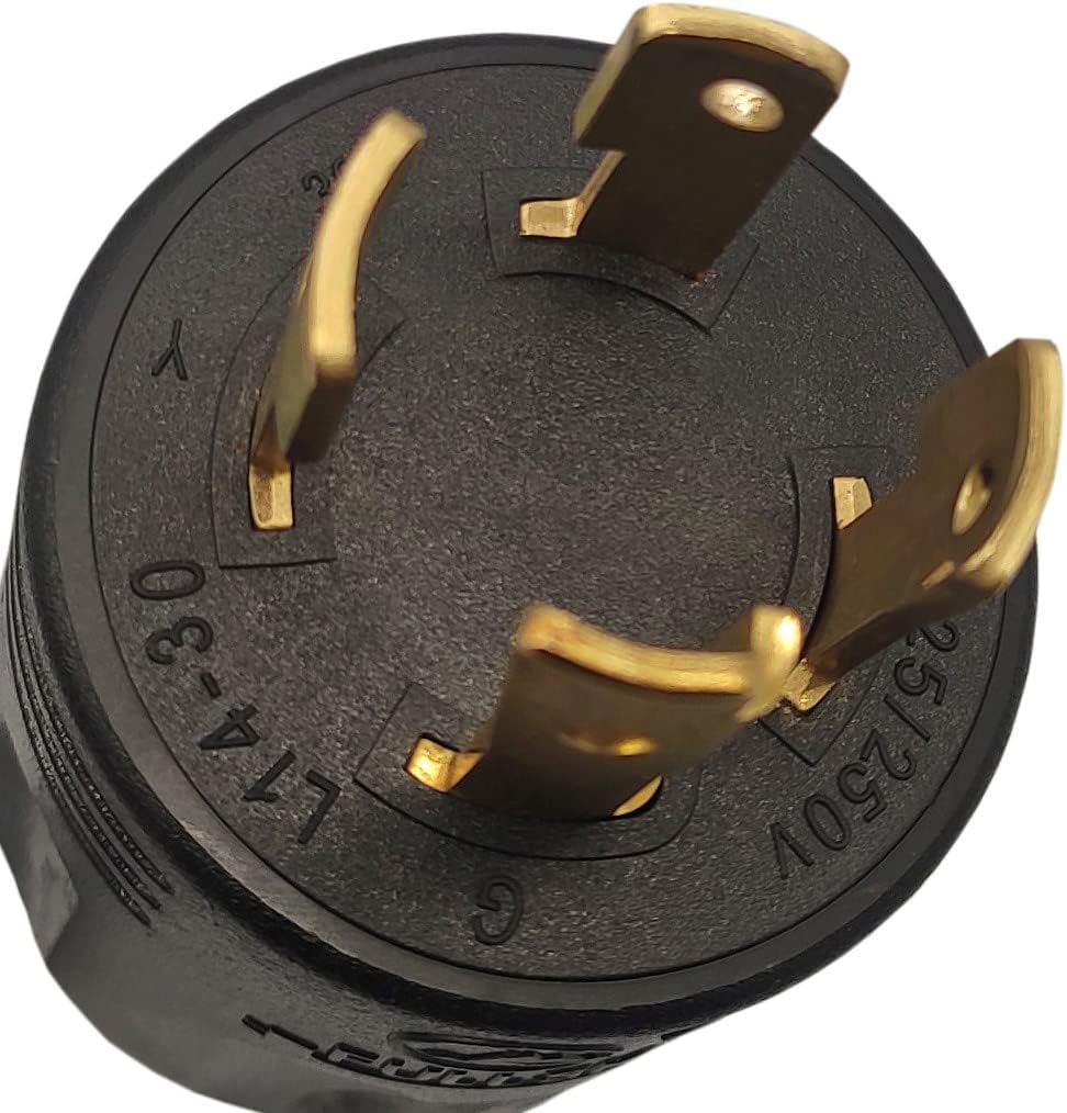 FC-L43105 Male NEMA L14-30P Generator Lock Plug to Female NEMA 10-50R 3 Prong Dryer Receptacle Adapter Output 30Amp 125 or 250Volt