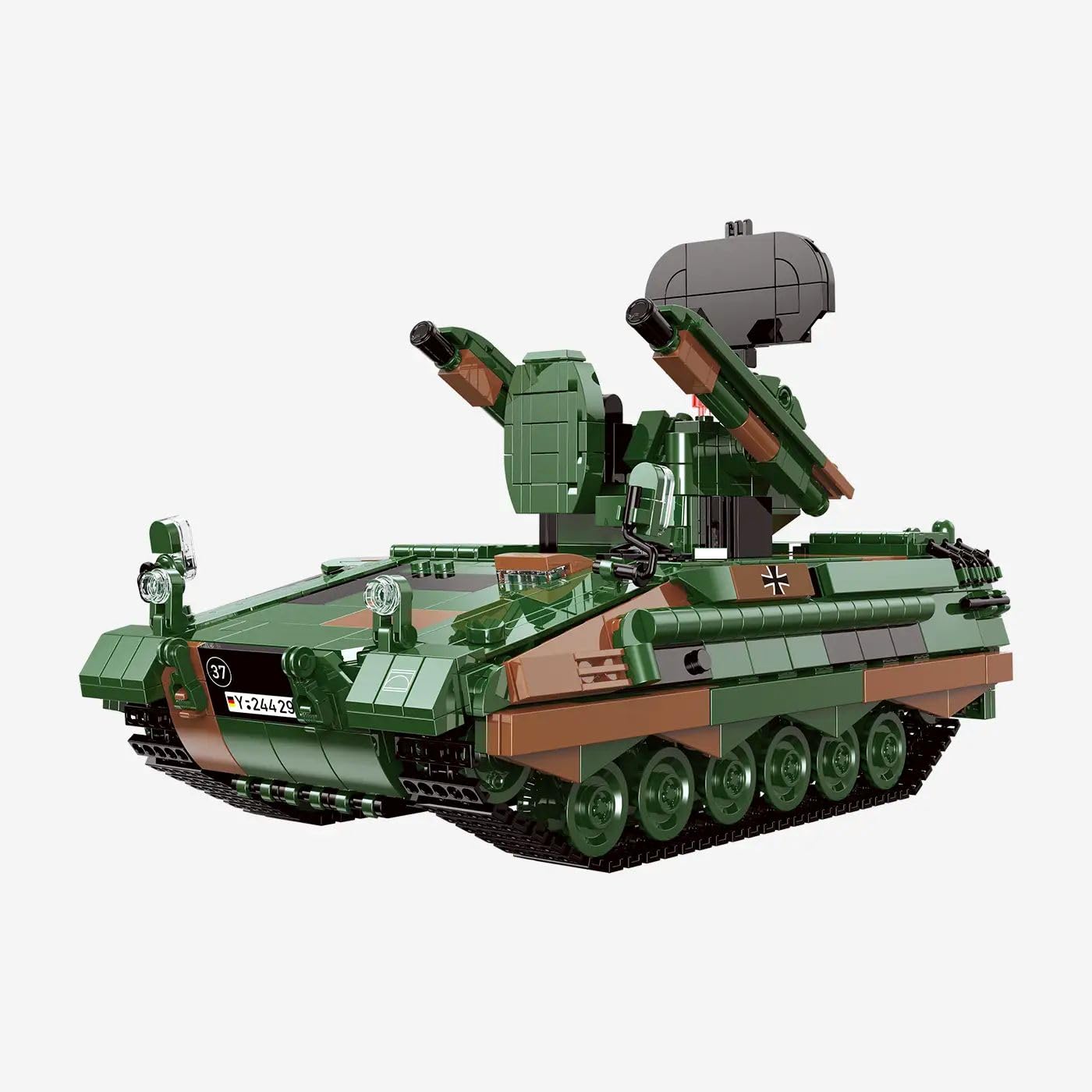 BlueBrixx FlaRakPz Roland II Bundeswehr, 1175 Klemmbausteine, Flugabwehr | Bewegliche Werferanlage, Radaraufbau, modularer Aufbau, gestalteter Innenraum, 238 x 134 x 161 mm, 109781