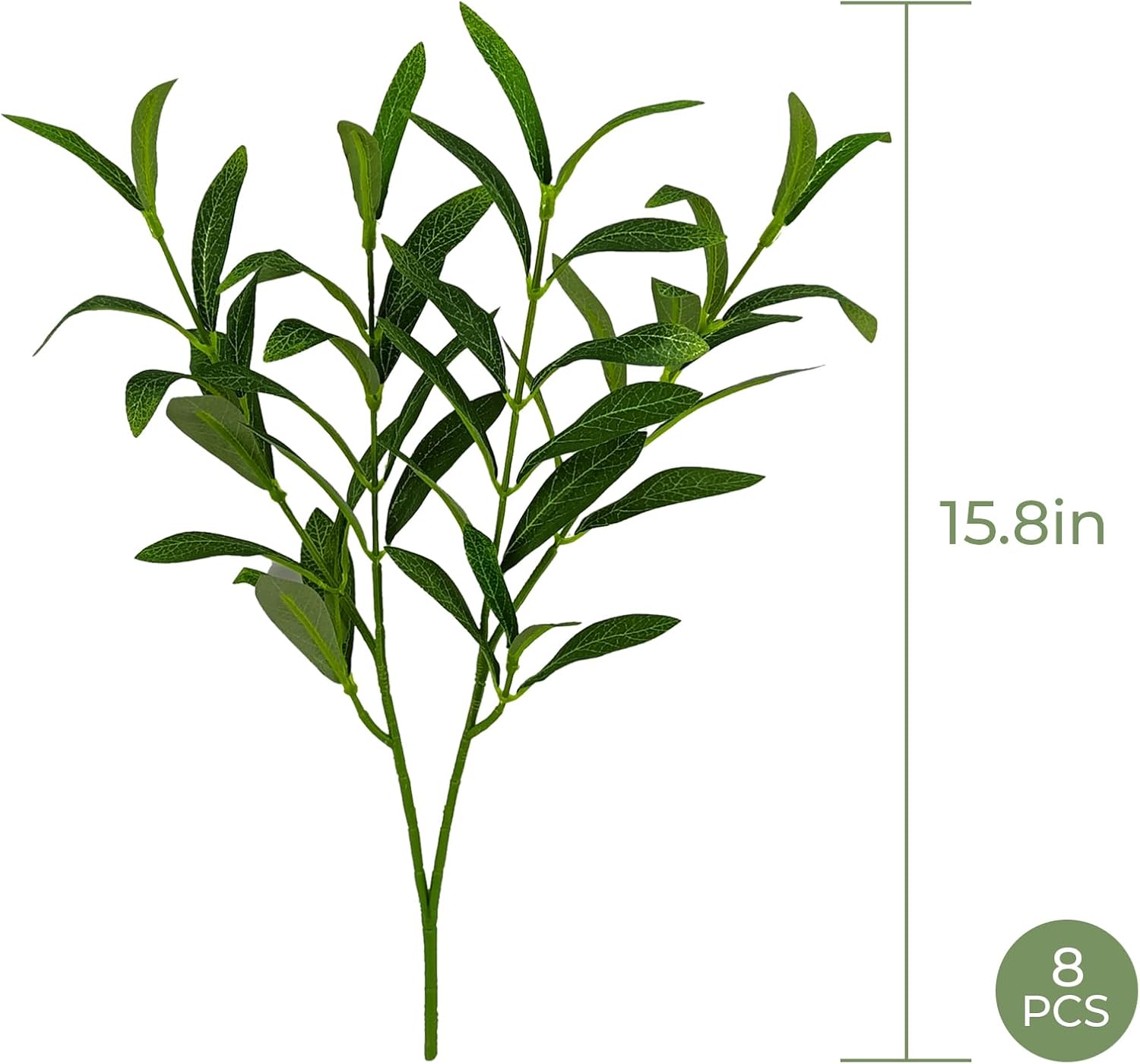 8Pcs Faux Olive Branches Without Fruit for Vase,Realistic Artificial Plants Greenery Olive Leaves Stems for Table Centerpieces Floral Arrangements Home Office Indoor Outside DIY-Wreath Decor