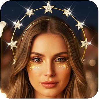 Kilshye Star Halo Crown Headpiece Rhinestone Goddess Headband Costume Hair Accessories for Women