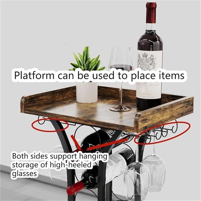 Estante para Vino con Soporte para Copas, Metal, Negro miniatura 4