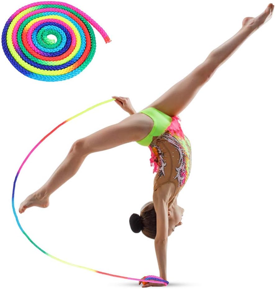 Wchiuoe Gymnastics Arts Rope, Jump Ropes With Rainbow Color, Used For Official Rhythmic Rope Competition, Fitness Sports Training, Artistic Fits Adult And Child