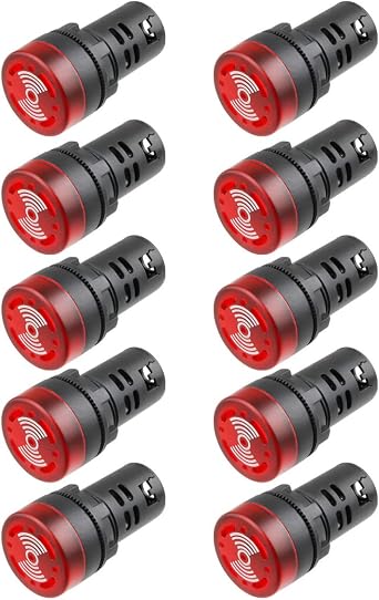 110V فلاش الجرس إنذار صفارة LED مؤشر إشارة مصباح أضواء التحذير الأحمر 10 Pcs