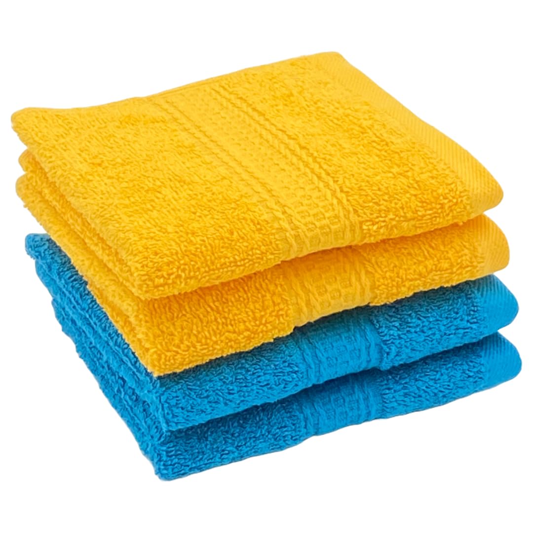 PatPug 100% Indian Ultra Soft Cotton 4 Piece Face Towel, Napkin, Baby Face Towel, 500 GSM for facewash, Gym, Travel, Hanky (Turqoise Blue and Sunrise Yellow) (B0CWYX2NW1) Amazon Price History, Amazon Price Tracker