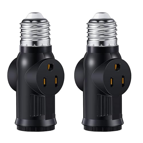 2 adaptadores de enchufe de luz de 3 clavijas, convertidor de enchufe de bombilla negra polarizada, bombillas E26E27 a enchufe de 23 clavijas, 2 adaptadores de enchufe de luz de 3 clavijas, convertidor de enchufe de bombilla negra polarizada, bombillas E26E27 a enchufe de 23 clavijas,