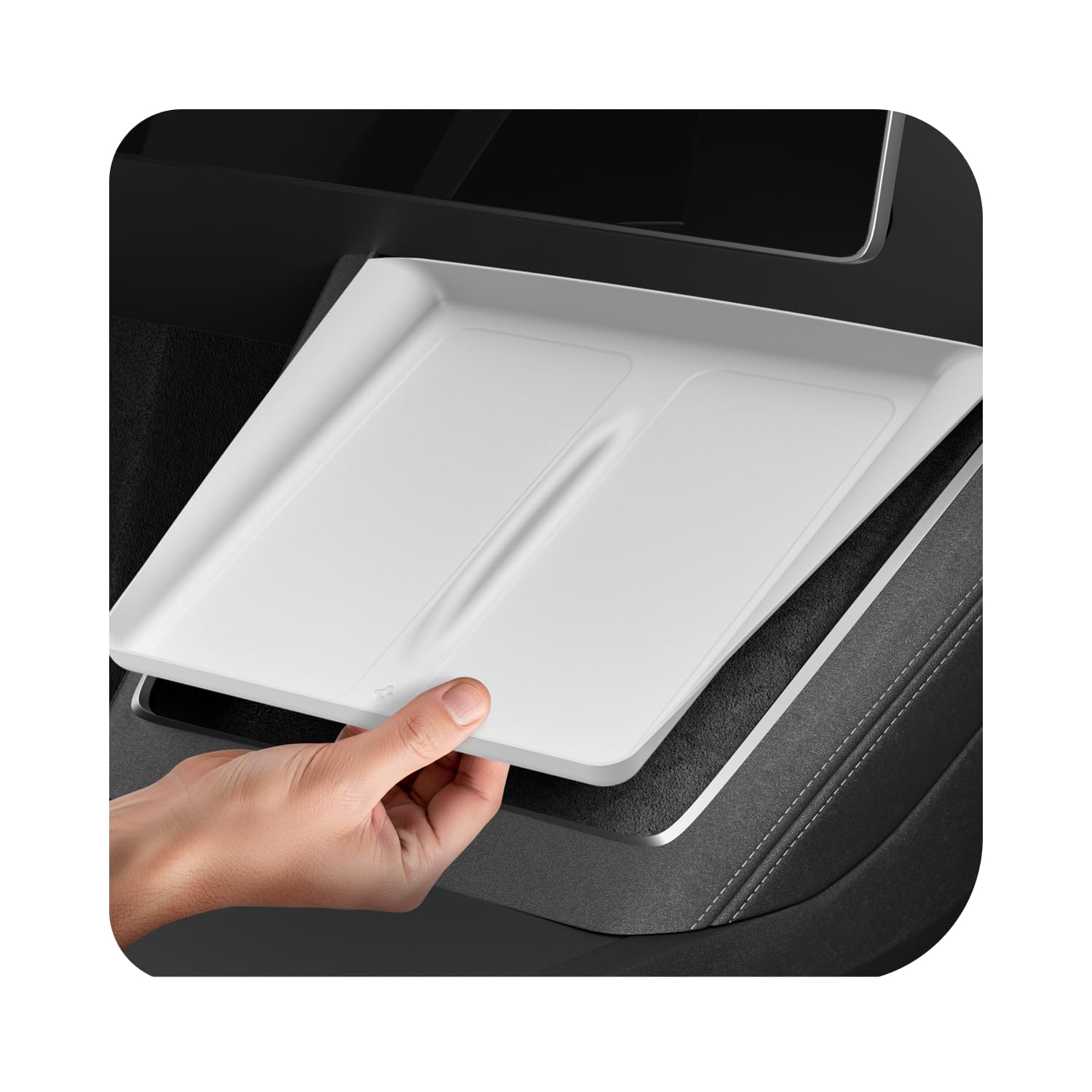 Spigen Ultra-Thin Wireless Charging Pad [Unobstructed Charging] Protective Silicone Mat Cover Accessories for 2025-2026 Tesla Model Y Juniper Premium/