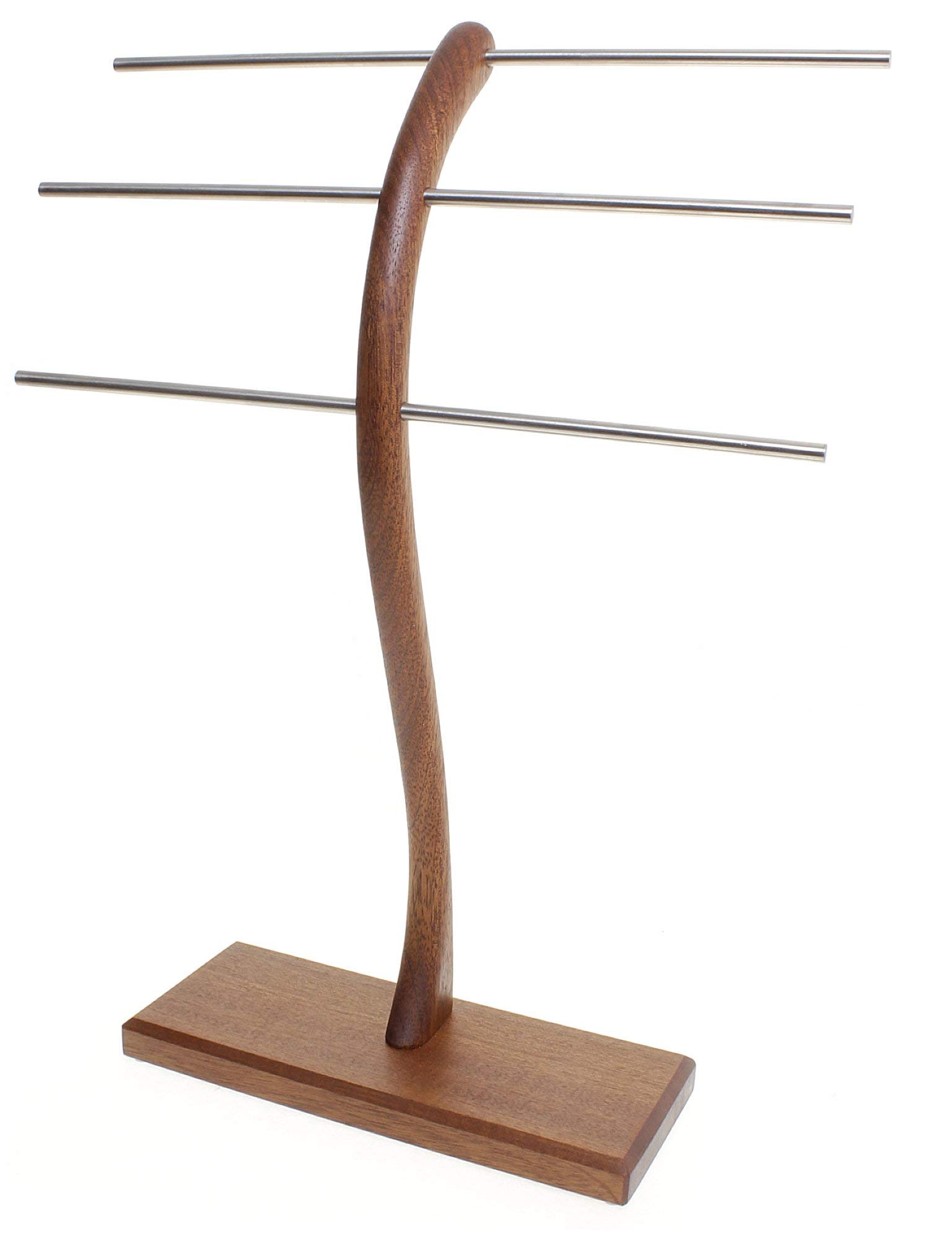 Wood-and-Steel-Design Schmuckbäumchen, Mahagoni Holz, 3 Ebenen | Schmuckständer, Schmuckhalter, Schmuckbaum