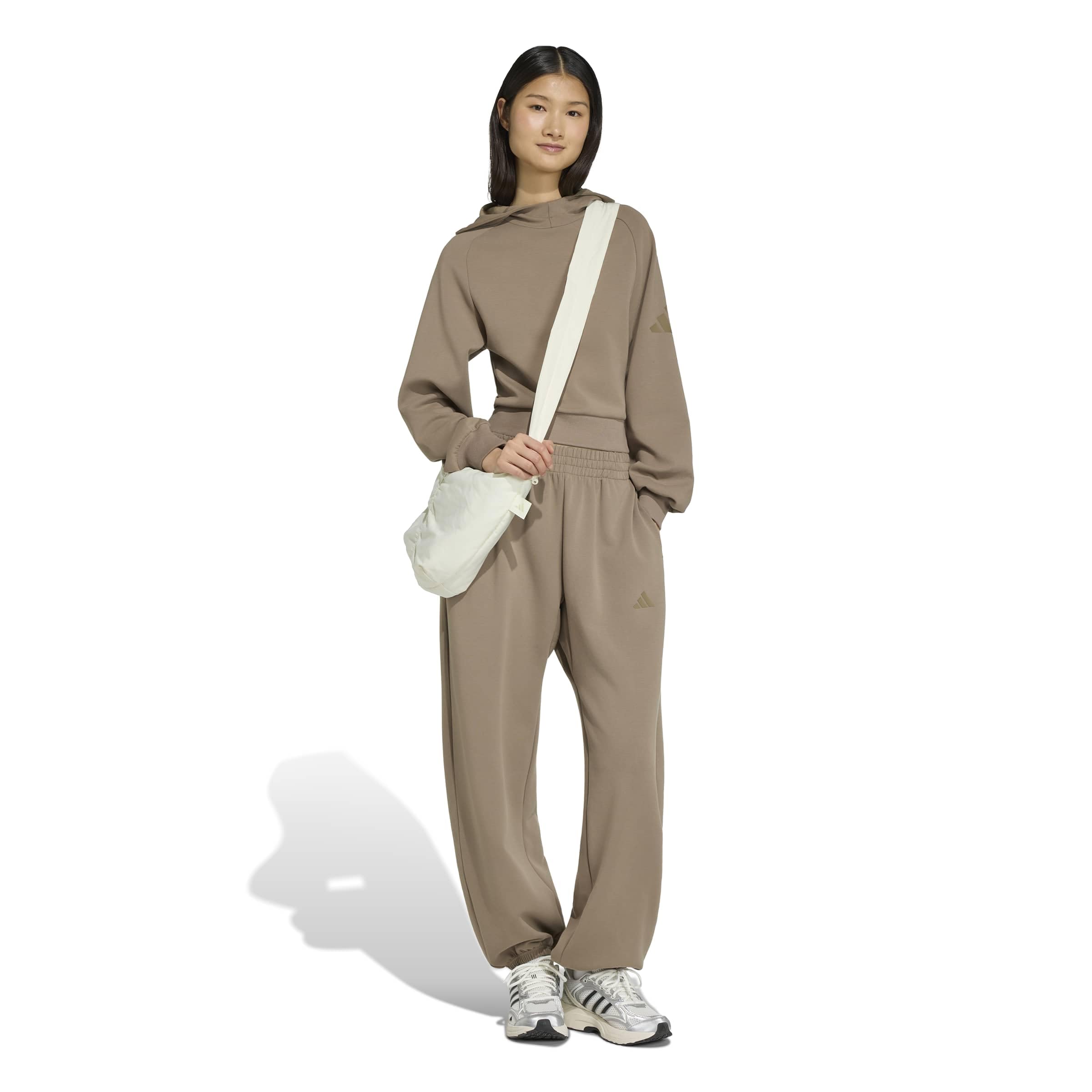 adidas Kobiety Soft Lux Hoodie Sweatshirt, Khaki Six, L