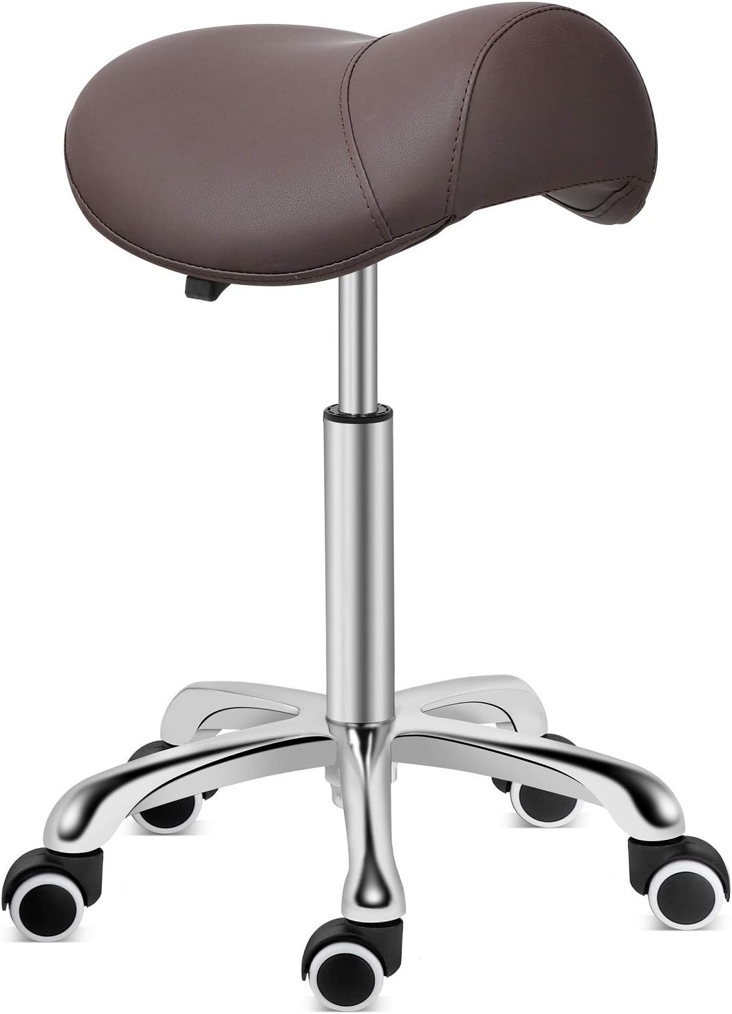 Amazon.com: Kaleurrier Saddle Stool Rolling Swivel Height Adjustable ...