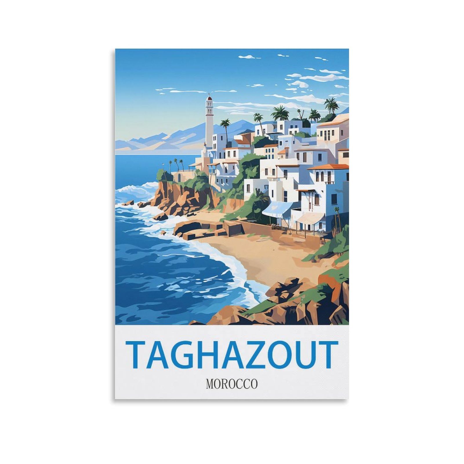 Nabique Unframe-Style Taghazout Morocco Vintage Travel Poster 08X12inch(20X30cm) Decorative Painting Canvas Wall Posters And Art Picture Print Modern Family Bedroom Decor Posters