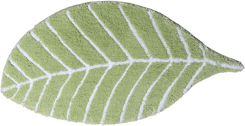 HelloTree Cute Doormat for Kids - Microfiber Absorbent Bathroom Mats - Front Door Mat Carpet Floor Rug, Leaf Shape