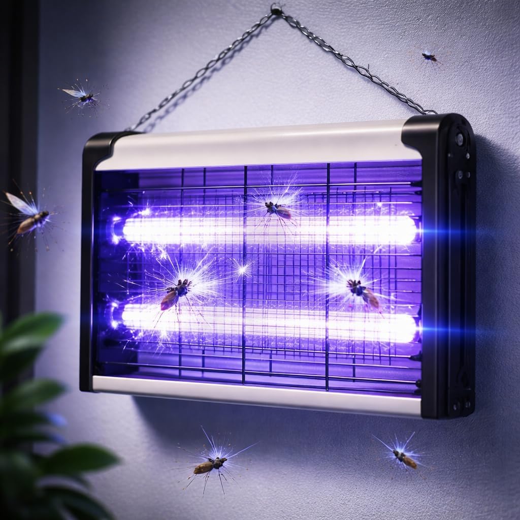 Electric Mosquito Killer Lamp, Indoor UV Insect Killer Machine with Dual UV Tubes, High Power Bug Zapper, Fly & Mosquito Trap for Home, Bedroom, Kitchen, Office (Silver-Black)-image-38