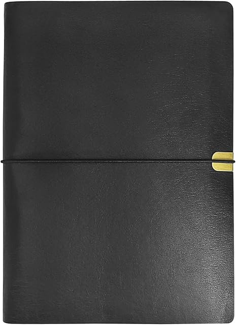 WANLIAN Leather Journal,Refillable Notebook,A5 Binder 6 Ring,Binder Organizer Comes with 80 Sheets/160 Pages,5.6" x 8.2" (Black)