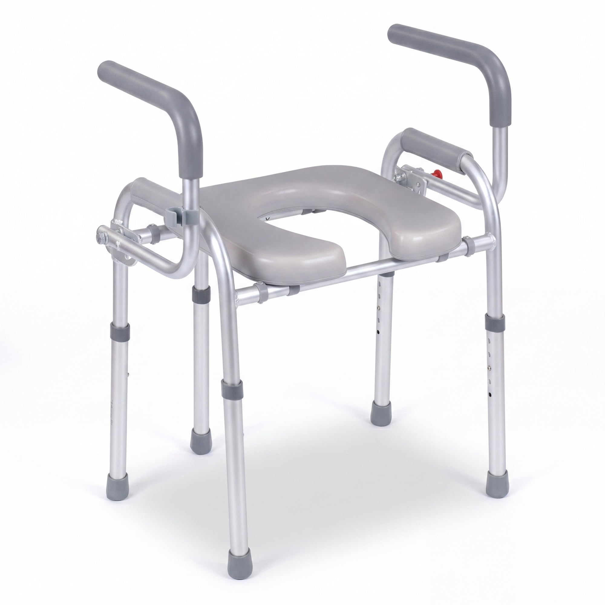 RELAX4LIFE Rialzo WC per Anziani, Lega di Alluminio, Maniglia Antiscivolo, Altezza Regolabile da 49 a 59 cm, Supporto per Doccino, Carico max. 136kg, Sedia WC Disabili