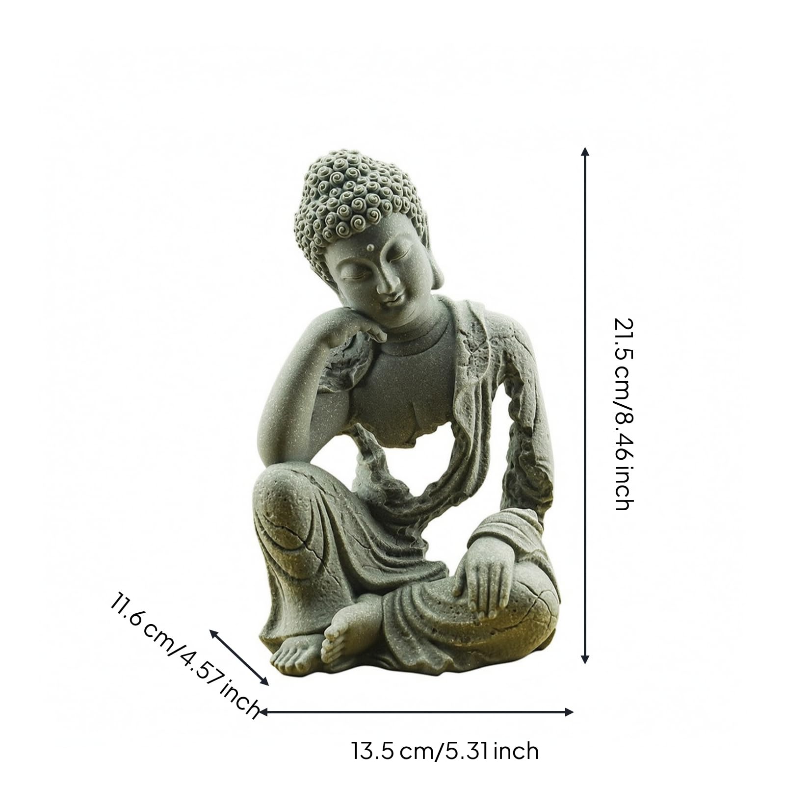 Estatua Buda Estilo Sereno coración Efecto Piedra, Figura Buda Meditando, Serena, Adorno, para Escritorio, Recibidor, 21.5cm