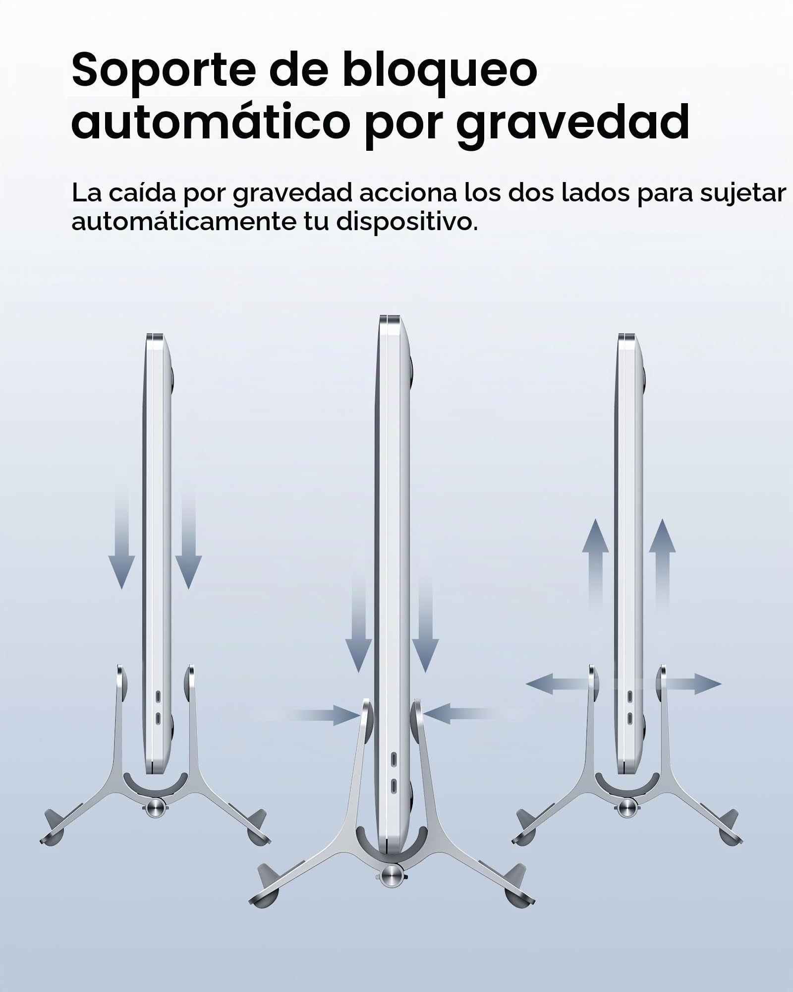 SODI Soporte Vertical para Portátil, Soporte para MacBook con Bloqueo Automático por Gravedad, Soporte Portátil Compatible con MacBook Pro/Air, Matebook, HP, iPad, Tablet, Plata