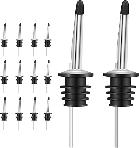 Juego de 12 boquillas para verter licor, boquilla para botella de acero inoxidable y vertedores de licor