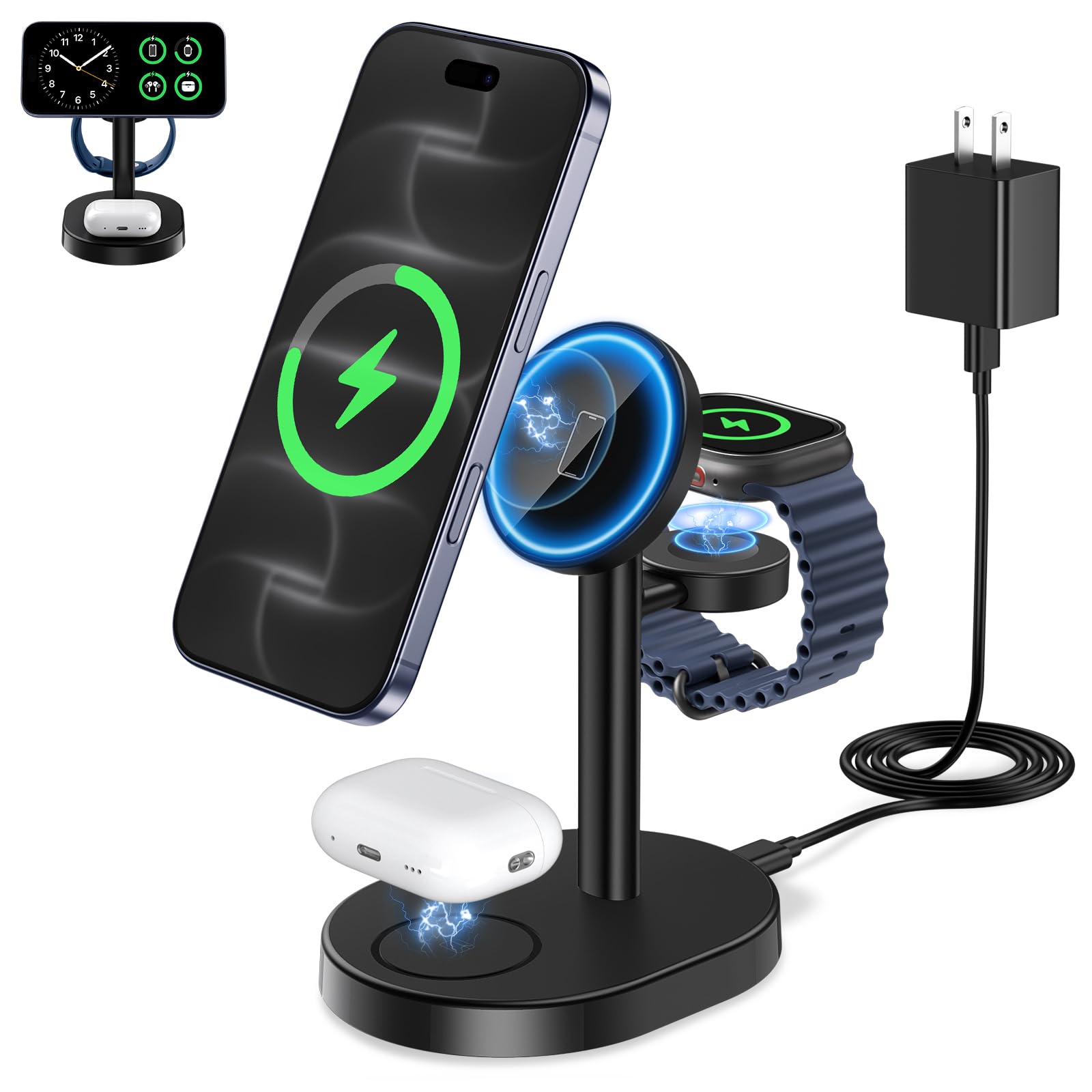 Amazon.com: Mag-Safe Charger 3 in 1 Charging Station for iPhone