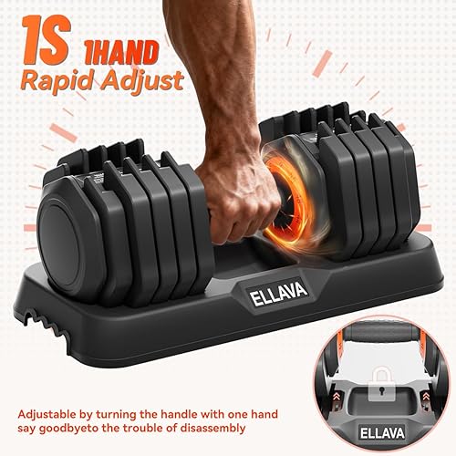 Miniatura 3 de Juego de 2 mancuernas ajustables con ajuste rápido y mango de textura antideslizante para gimnasio en casa, juego de mancuernas de peso libre con 55