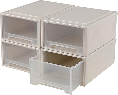 Miniatura 7 de Paquete de 4 cajones apilables de plástico, 12 cuartos de galón